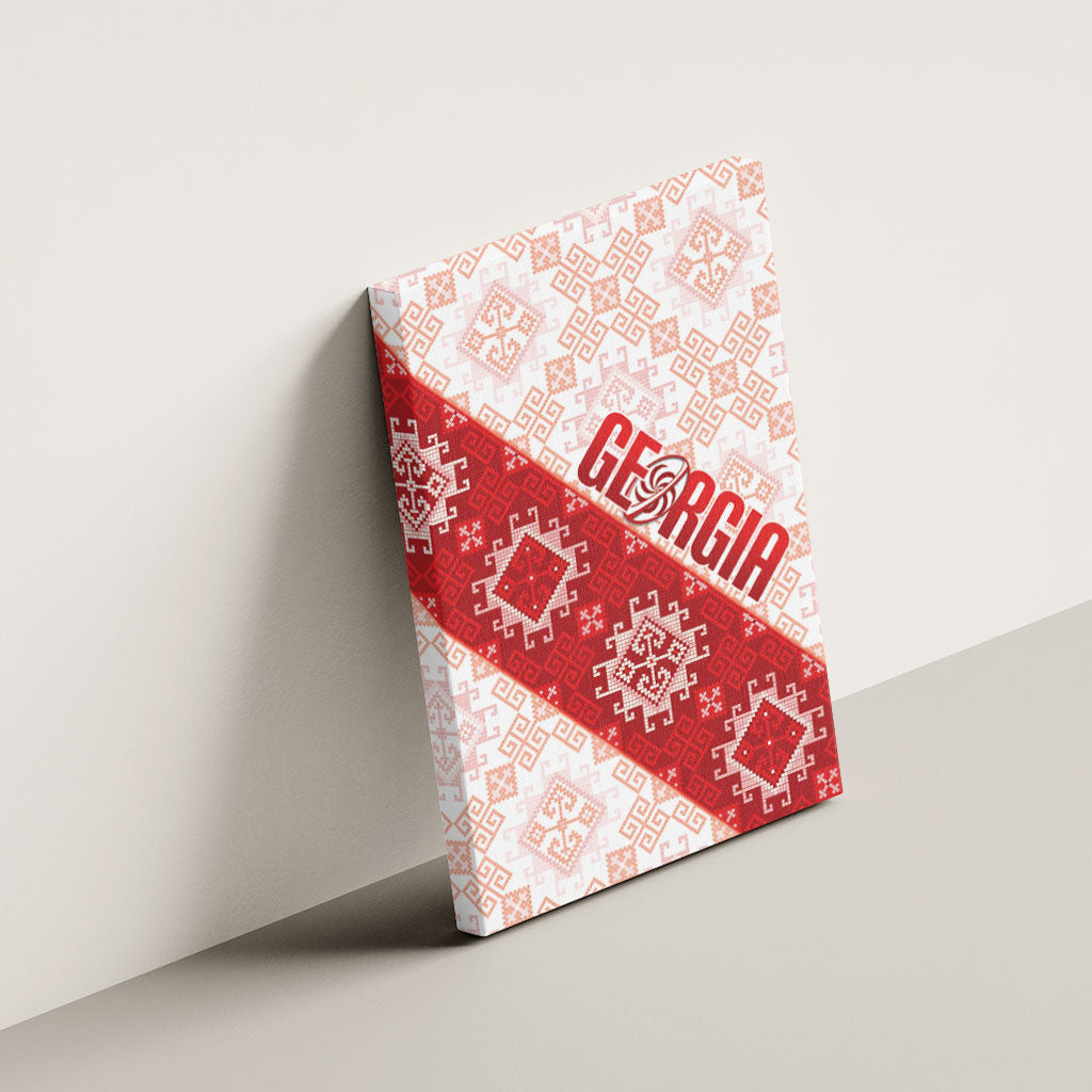 Georgia Rugby 2026 Canvas Wall Art Georgian Folk Pattern
