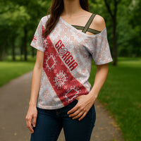 Custom Georgia Rugby 2026 Cross Shoulder Shirt Georgian Folk Pattern