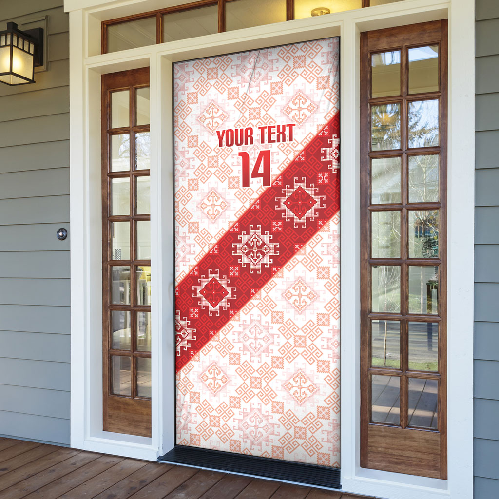 Custom Georgia Rugby 2026 Door Cover Georgian Folk Pattern