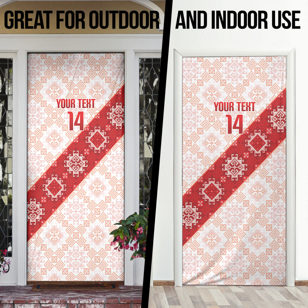 Custom Georgia Rugby 2026 Door Cover Georgian Folk Pattern