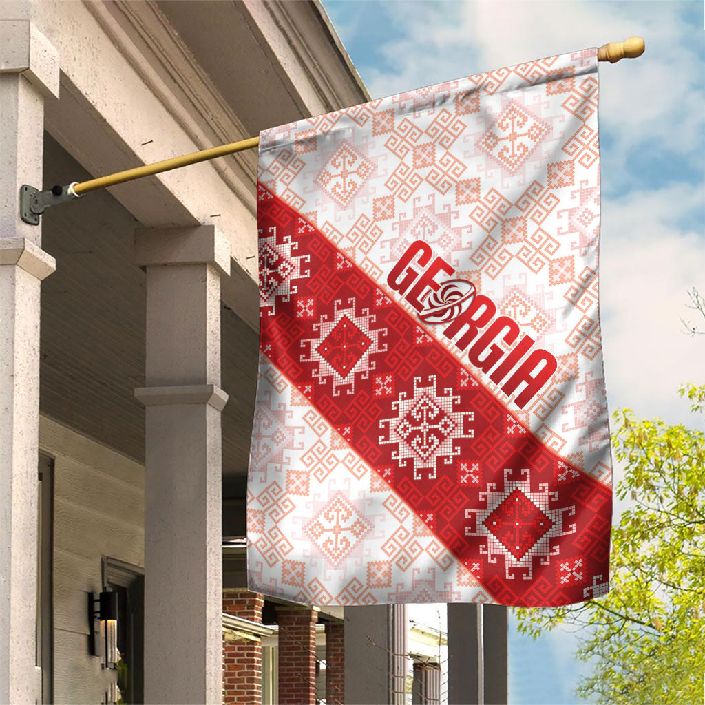 Georgia Rugby 2026 Garden Flag Georgian Folk Pattern