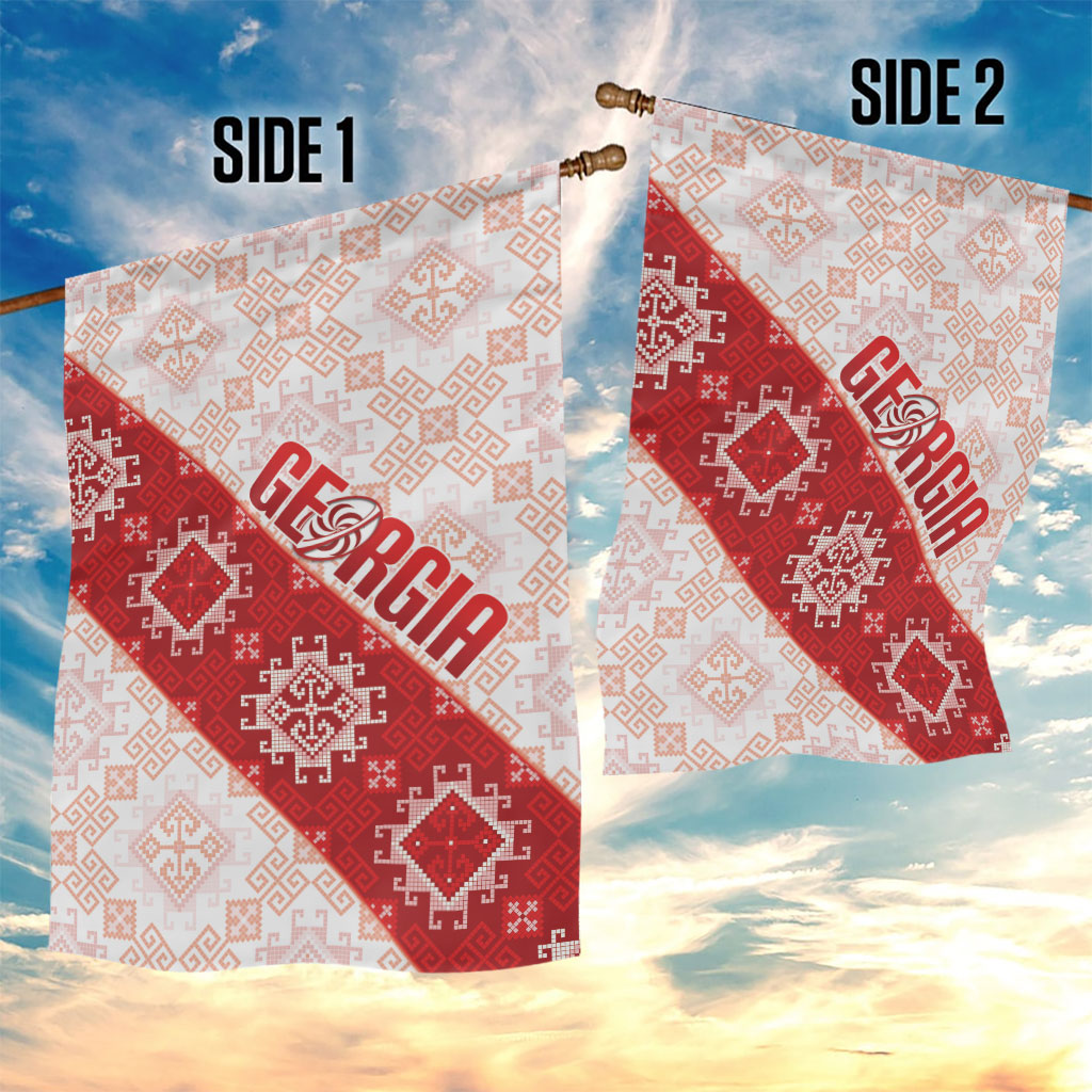 Georgia Rugby 2026 Garden Flag Georgian Folk Pattern