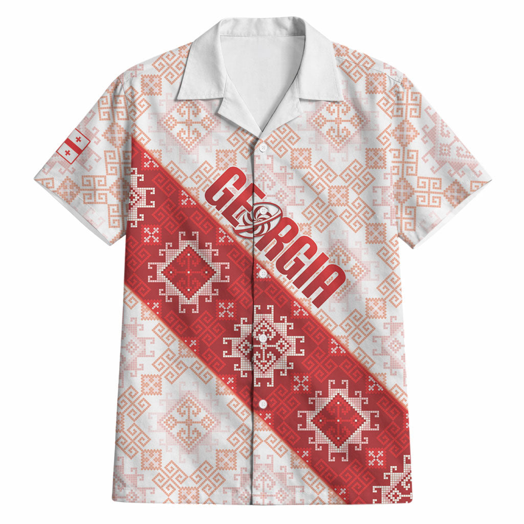 Custom Georgia Rugby 2026 Hawaiian Shirt Georgian Folk Pattern