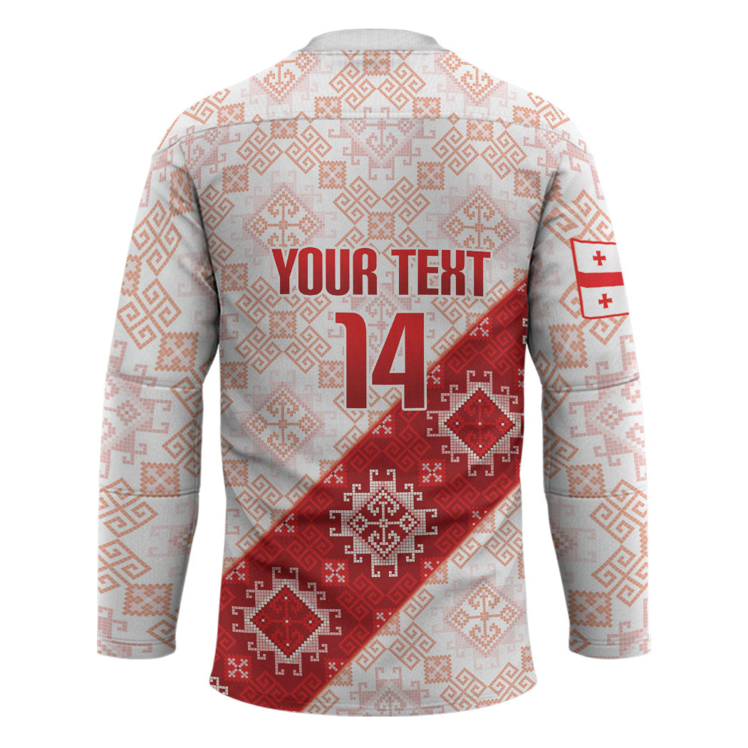 Custom Georgia Rugby 2026 Hockey Jersey Georgian Folk Pattern