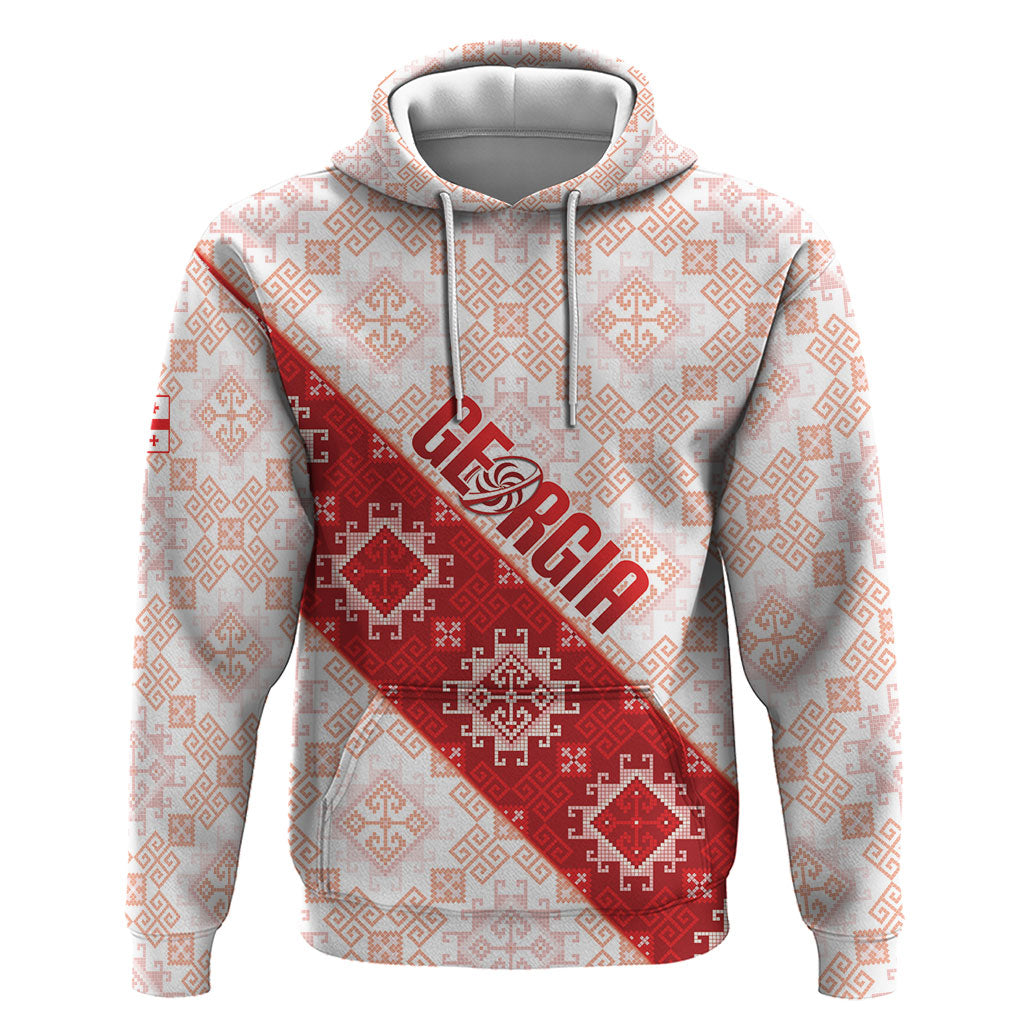Custom Georgia Rugby 2026 Hoodie Georgian Folk Pattern