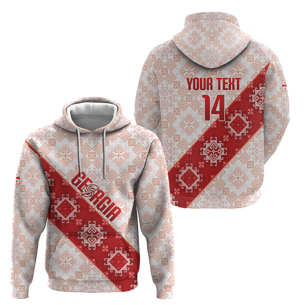 Custom Georgia Rugby 2026 Hoodie Georgian Folk Pattern