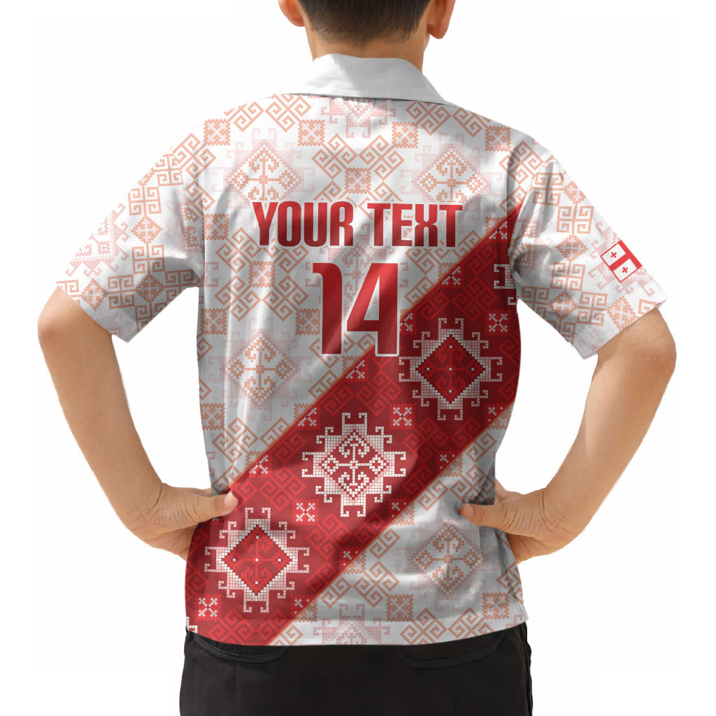 Custom Georgia Rugby 2026 Kid Hawaiian Shirt Georgian Folk Pattern