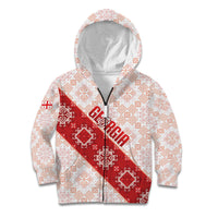 Custom Georgia Rugby 2026 Kid Hoodie Georgian Folk Pattern