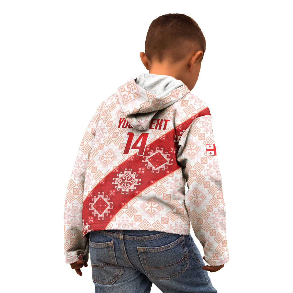 Custom Georgia Rugby 2026 Kid Hoodie Georgian Folk Pattern