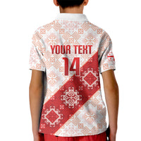 Custom Georgia Rugby 2026 Kid Polo Shirt Georgian Folk Pattern