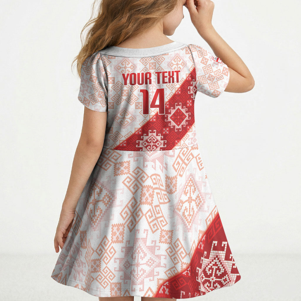 Custom Georgia Rugby 2026 Kid Short Sleeve Dress Georgian Folk Pattern