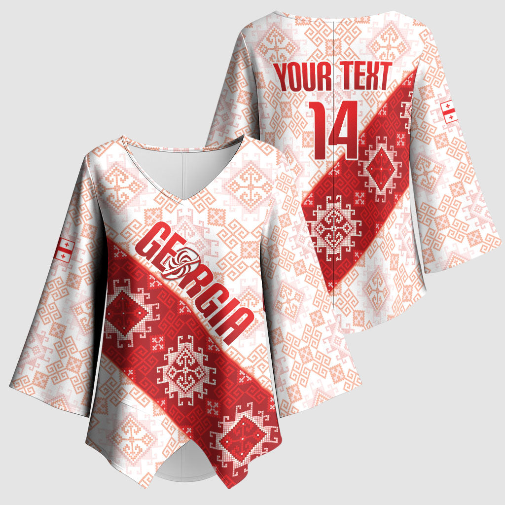 Custom Georgia Rugby 2026 Kimono Sleeve Blouse Georgian Folk Pattern