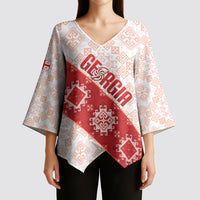Custom Georgia Rugby 2026 Kimono Sleeve Blouse Georgian Folk Pattern