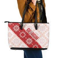 Georgia Rugby 2026 Leather Tote Bag Georgian Folk Pattern