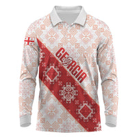 Custom Georgia Rugby 2026 Long Sleeve Polo Shirt Georgian Folk Pattern