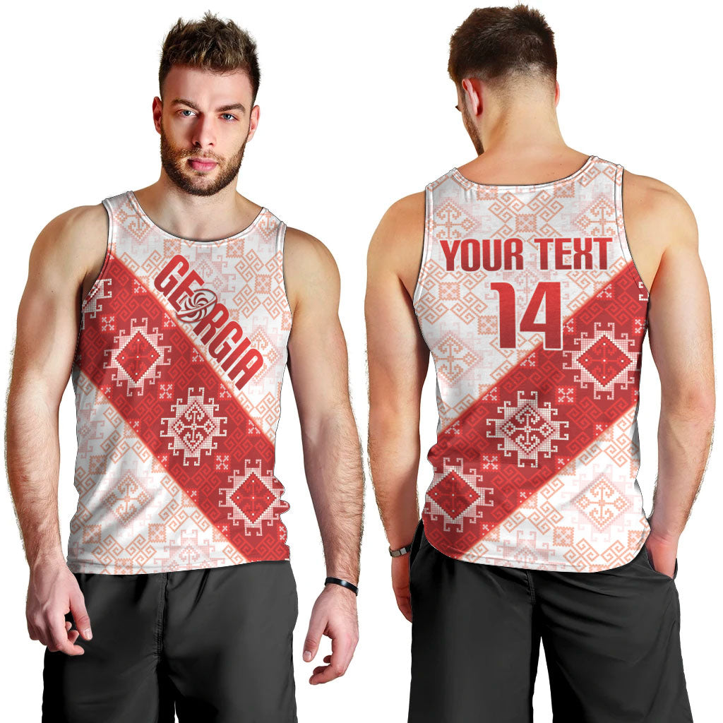 Custom Georgia Rugby 2026 Men Tank Top Georgian Folk Pattern
