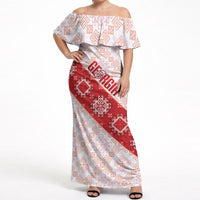 Custom Georgia Rugby 2026 Off Shoulder Maxi Dress Georgian Folk Pattern