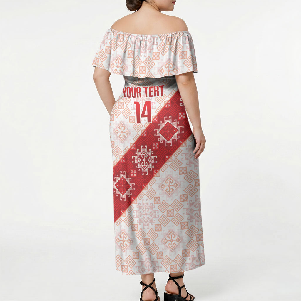 Custom Georgia Rugby 2026 Off Shoulder Maxi Dress Georgian Folk Pattern