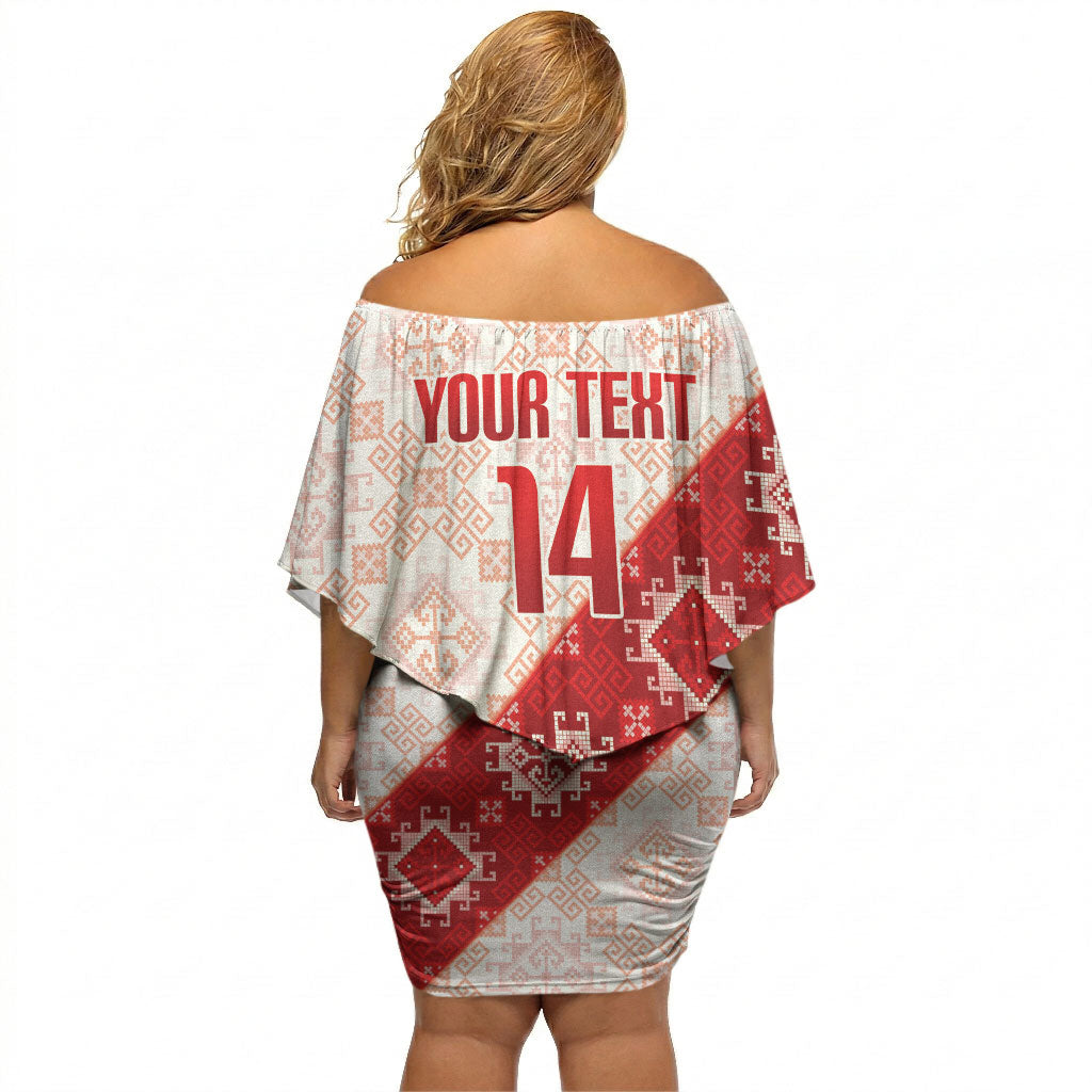 Custom Georgia Rugby 2026 Off Shoulder Short Dress Georgian Folk Pattern