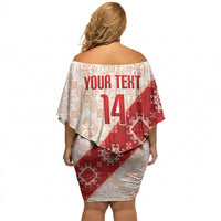 Custom Georgia Rugby 2026 Off Shoulder Short Dress Georgian Folk Pattern