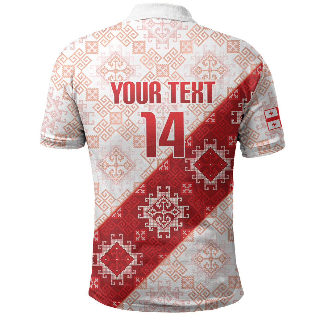 Custom Georgia Rugby 2026 Polo Shirt Georgian Folk Pattern