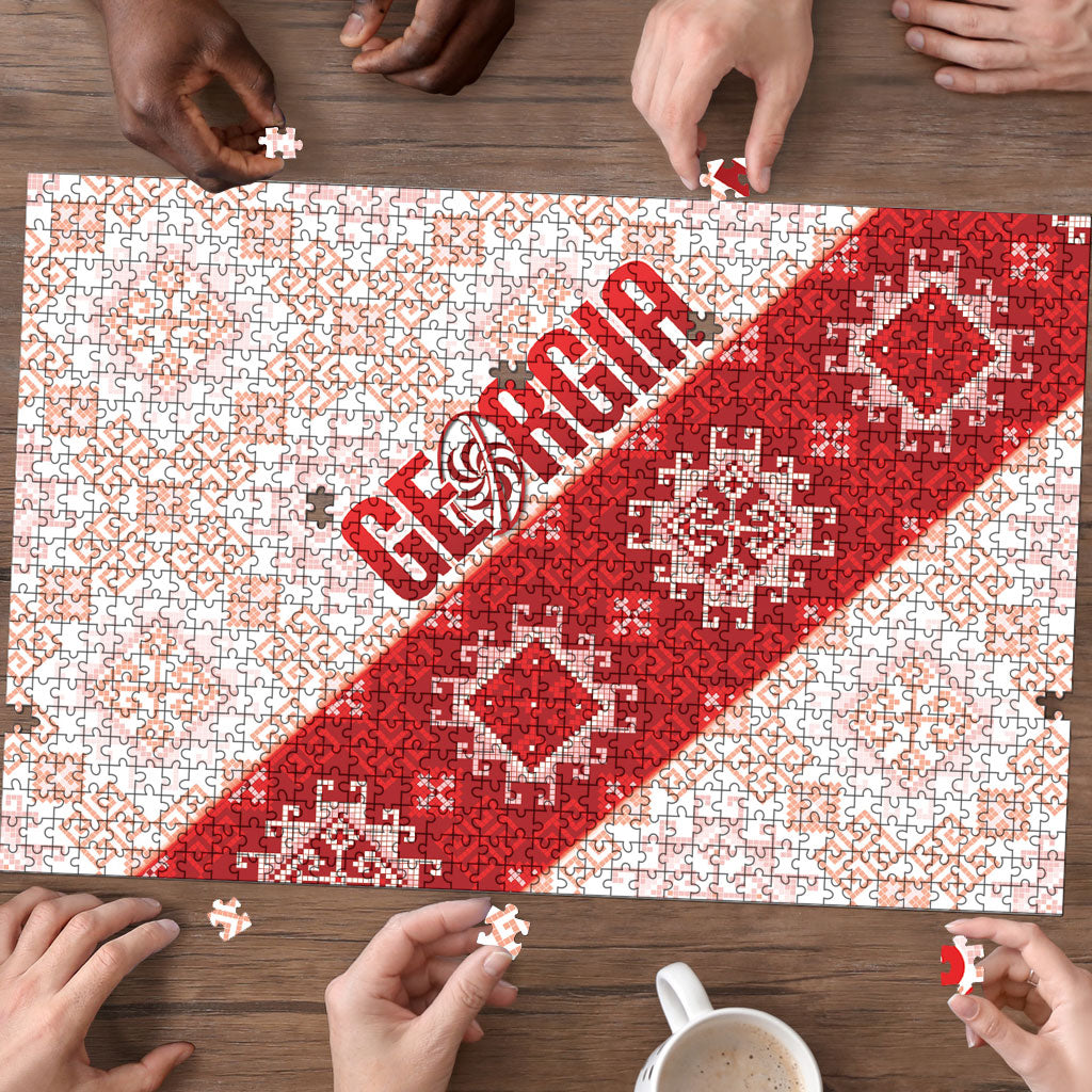 Georgia Rugby 2026 Puzzle Georgian Folk Pattern