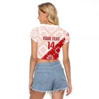 Custom Georgia Rugby 2026 Raglan Cropped T Shirt Georgian Folk Pattern