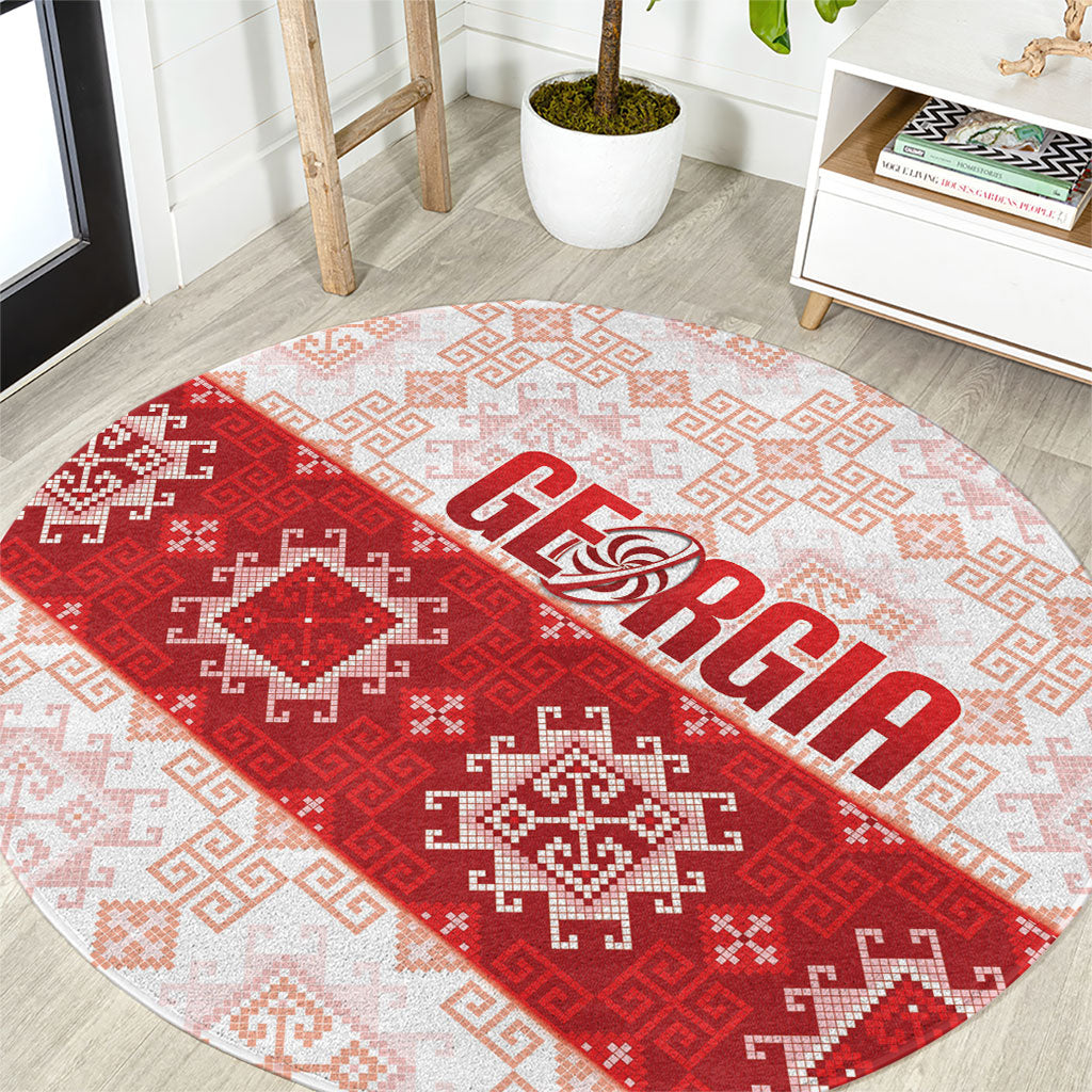 Georgia Rugby 2026 Round Carpet Georgian Folk Pattern