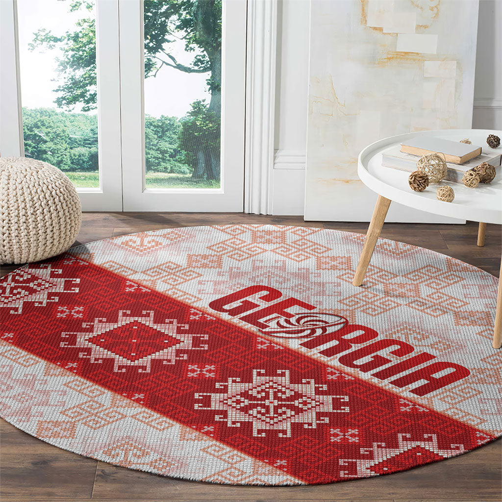 Georgia Rugby 2026 Round Carpet Georgian Folk Pattern