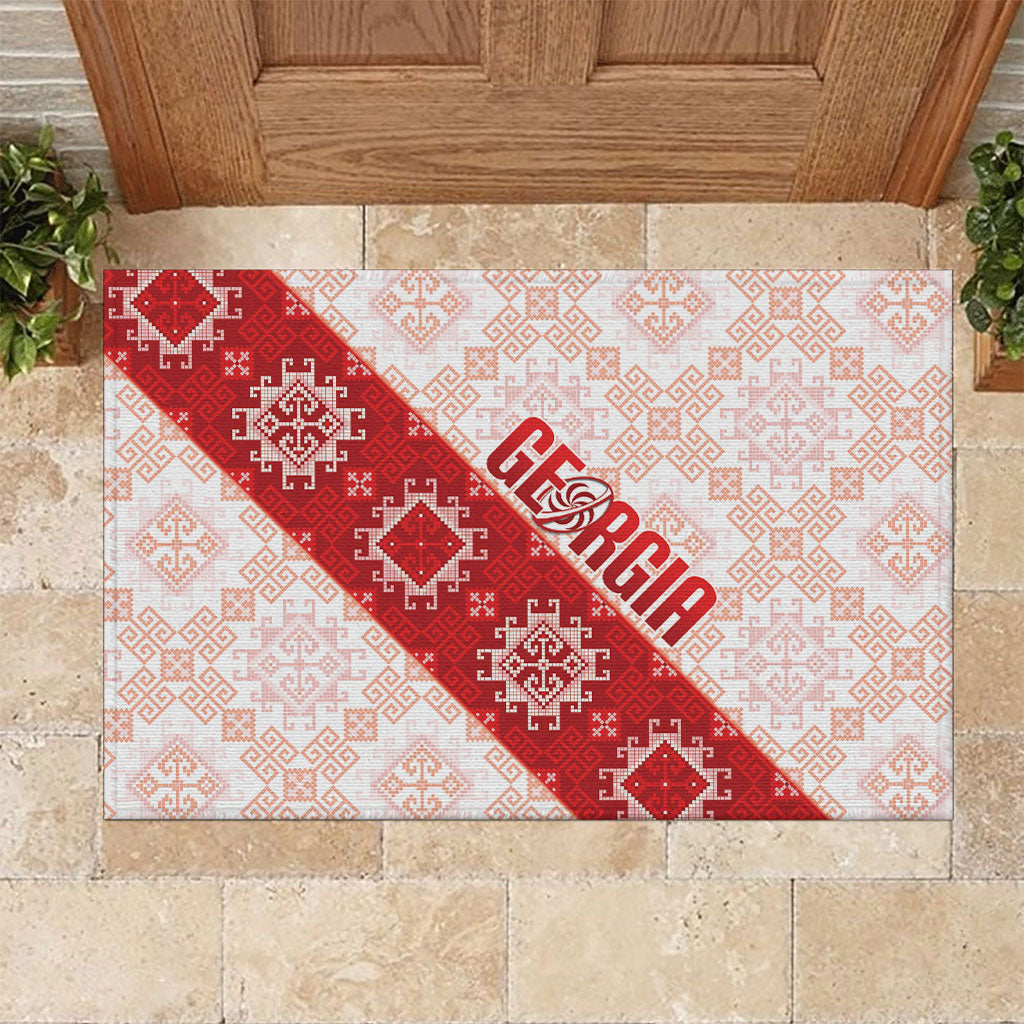 Georgia Rugby 2026 Rubber Doormat Georgian Folk Pattern