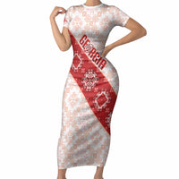 Custom Georgia Rugby 2026 Short Sleeve Bodycon Dress Georgian Folk Pattern
