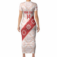 Custom Georgia Rugby 2026 Short Sleeve Bodycon Dress Georgian Folk Pattern