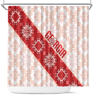 Georgia Rugby 2026 Shower Curtain Georgian Folk Pattern