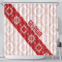 Georgia Rugby 2026 Shower Curtain Georgian Folk Pattern