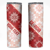 Custom Georgia Rugby 2026 Skinny Tumbler Georgian Folk Pattern