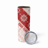 Custom Georgia Rugby 2026 Skinny Tumbler Georgian Folk Pattern