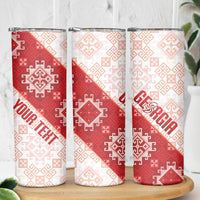 Custom Georgia Rugby 2026 Skinny Tumbler Georgian Folk Pattern