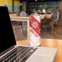 Custom Georgia Rugby 2026 Skinny Tumbler Georgian Folk Pattern