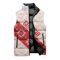 Custom Georgia Rugby 2026 Sleeveless Puffer Jacket Georgian Folk Pattern