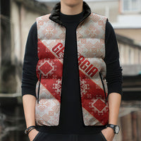 Custom Georgia Rugby 2026 Sleeveless Puffer Jacket Georgian Folk Pattern