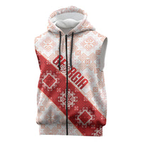 Custom Georgia Rugby 2026 Sleeveless Zip Hoodie Georgian Folk Pattern