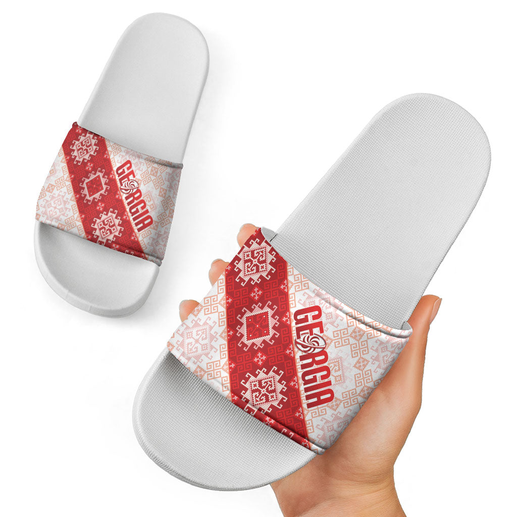 Georgia Rugby 2026 Slide Sandals Georgian Folk Pattern