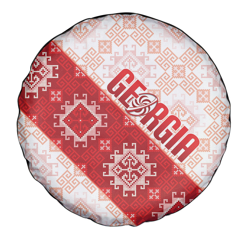 Georgia Rugby 2026 Spare Tire Cover Georgian Folk Pattern