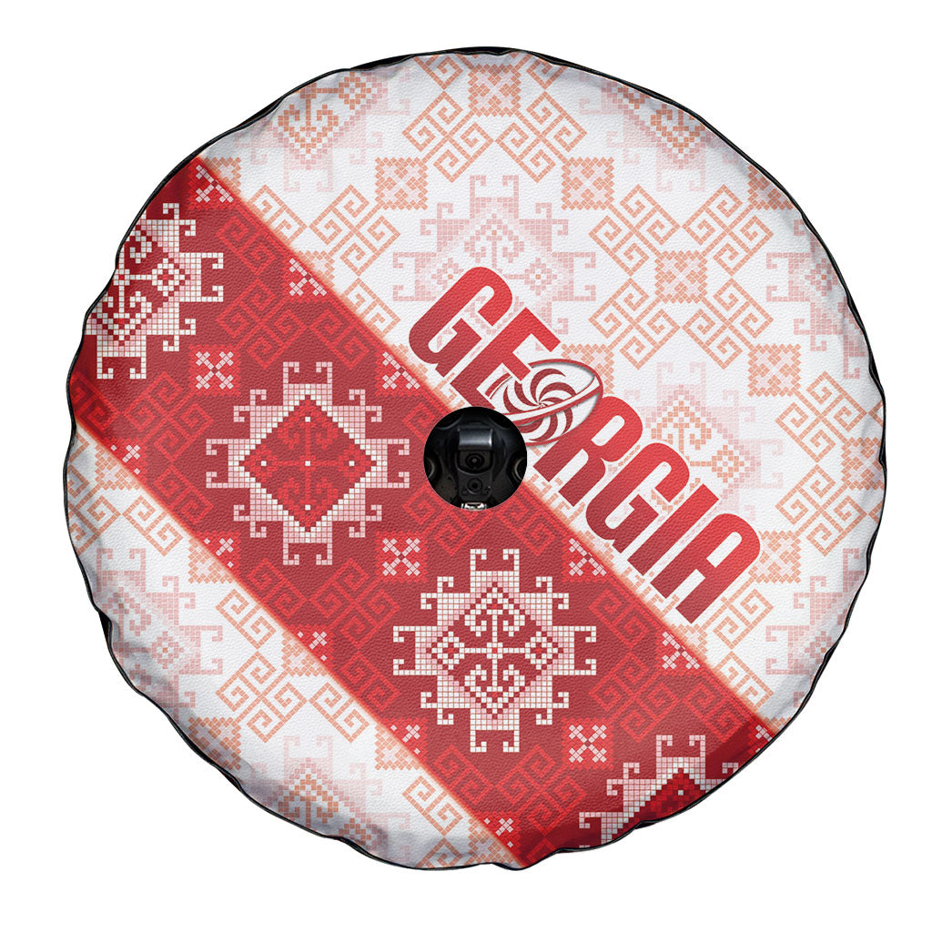 Georgia Rugby 2026 Spare Tire Cover Georgian Folk Pattern
