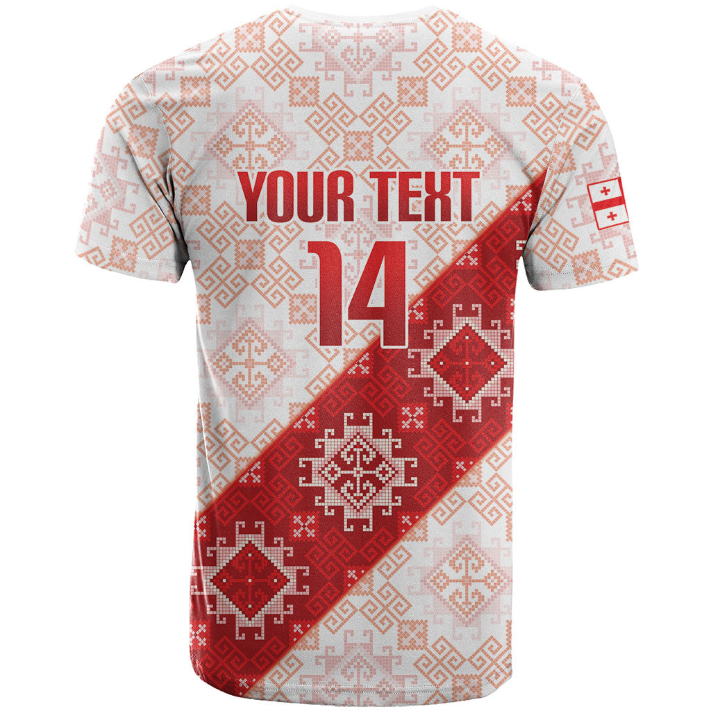 Custom Georgia Rugby 2026 T Shirt Georgian Folk Pattern