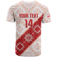 Custom Georgia Rugby 2026 T Shirt Georgian Folk Pattern