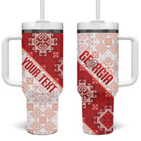 Custom Georgia Rugby 2026 Tumbler With Handle Georgian Folk Pattern