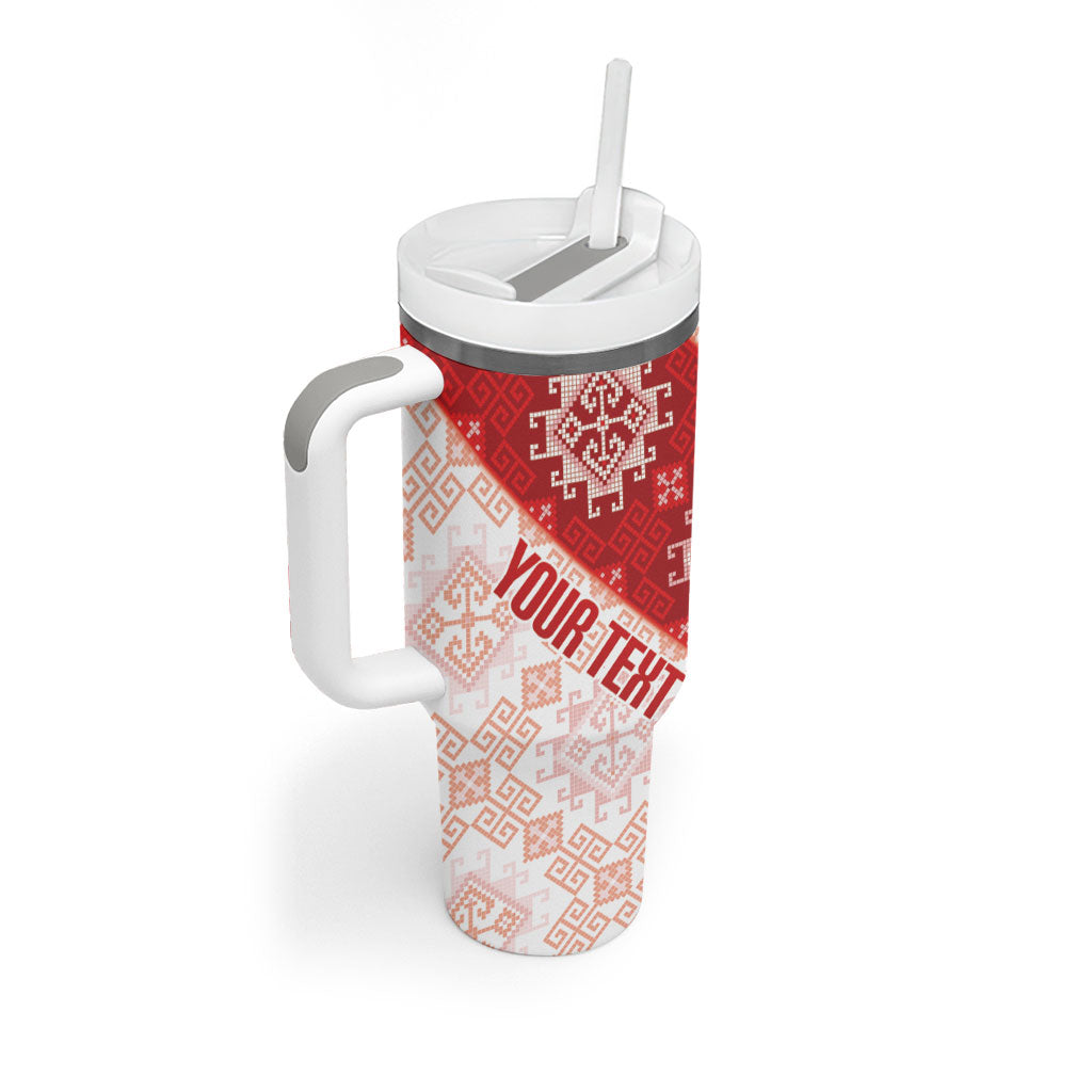 Custom Georgia Rugby 2026 Tumbler With Handle Georgian Folk Pattern