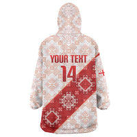 Custom Georgia Rugby 2026 Wearable Blanket Hoodie Georgian Folk Pattern