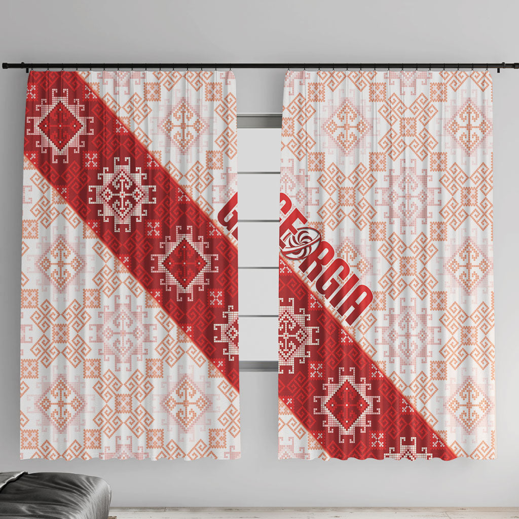 Georgia Rugby 2026 Window Curtain Georgian Folk Pattern